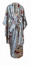Vintage Oriental Japanese Kimono Satin Robe Yukata Geisha Lined Women One Size