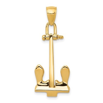14k 3-D T-Bar Stil Anker Anhänger Armband Halskette