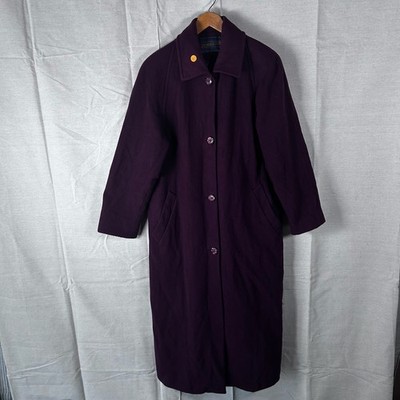 Pendleton Womens M Vintage Purple Wool Long Trench Coat Overcoat Made in Turkey