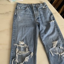 AGOLDE Straight Distressed Light Blue Denim Jeans Women's 26 made in usa