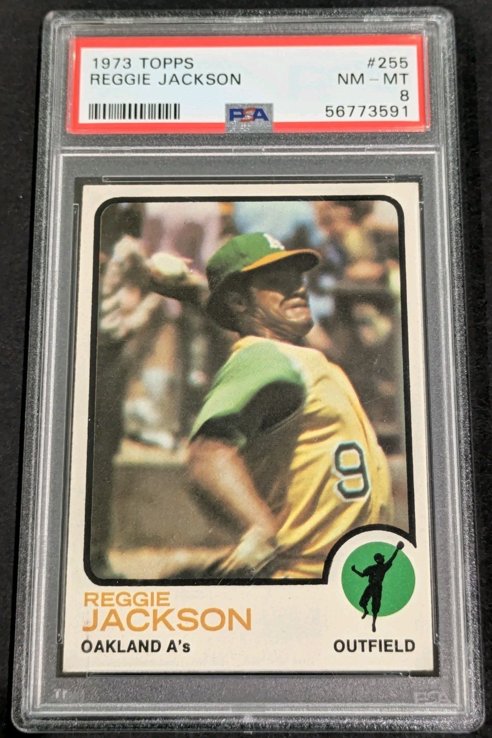 1973 Topps Reggie Jackson PSA 8 NM-MT #255 Oakland Athletics ~3591