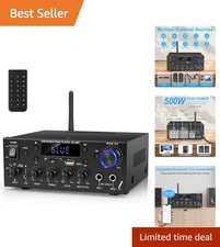 Versatile 500W HiFi Amplifier with Bluetooth  Bass Adjustments for True Sound