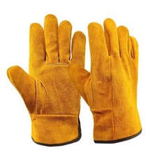 Image of Welding Gloves Short Cuff Tig Mig Gauntlet Leather Heat Resistant Mittens UK