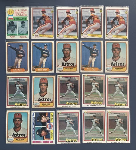 (20) verschiedene 1979-1984 Nolan Ryan Lot ~ sehr guter Zustand Topps Fleer Donruss Astros