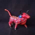 BEAUTIFUL OAXACAN WOOD CARVING BULL ALEBRIJE. MEXICAN FOLK ART.