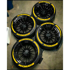 8x Hankook Tire Lettering Sticker 1.38 Height For 15-24 With Stripes Yellow 8x Hankook Tire Lettering Sticker 1.38 Height For 15-24 With Stripes Yellow