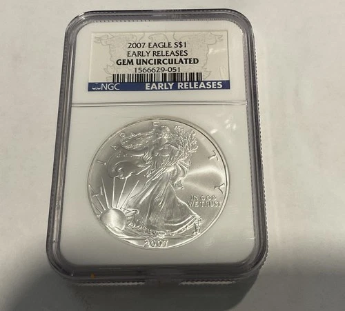 American Silver Eagle 2007 NGC Early Releases Gem Uncirculated Collectable Coin