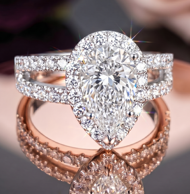 #ad 4.60 Ct Certified Pear Shape White Natural Diamond Ring VVS1 White Gold Finish $218.30