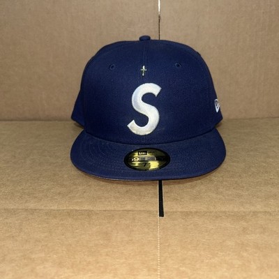 Supreme Era Fitted Hat Gold Cross S Logo Navy Unisex 59.6 cm 7 1/2