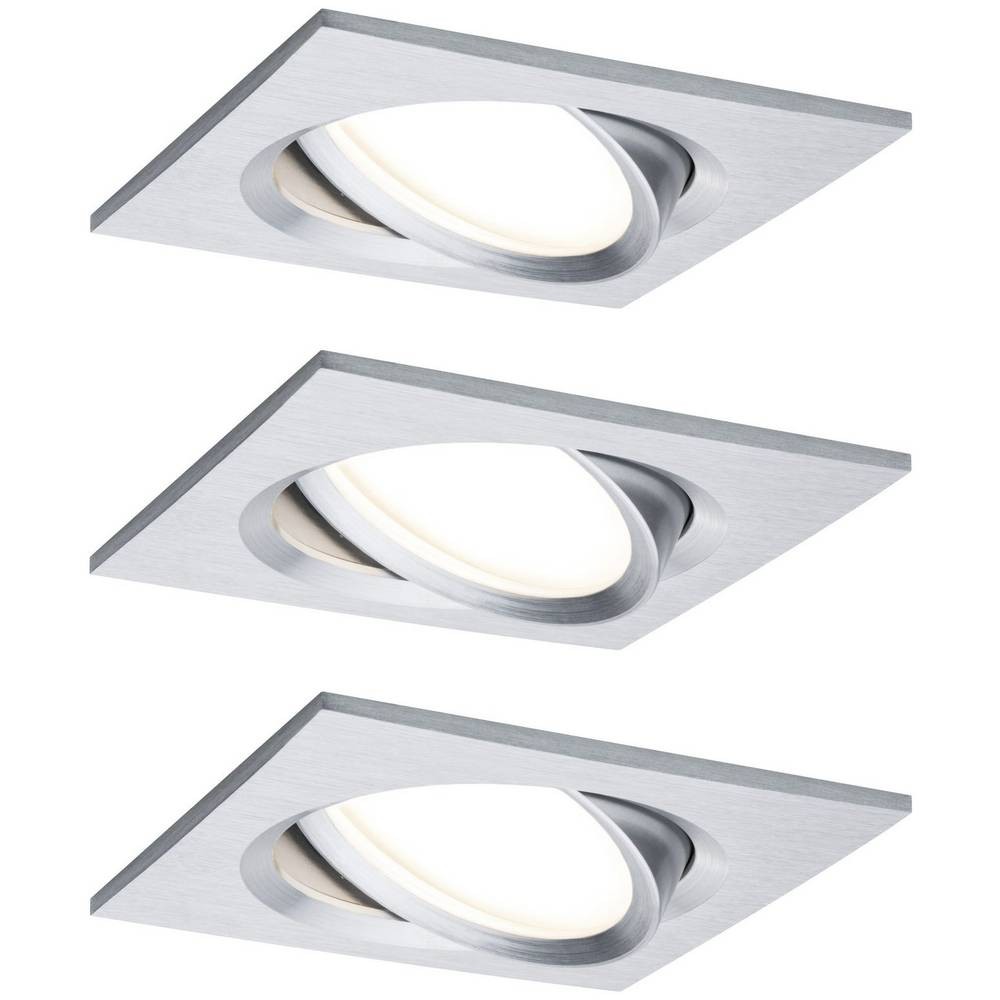 Luminaire encastrable LED Paulmann 93680 en aluminium brossé lot de 3 spots 18W