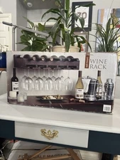 Wall Mount Wine Rack Open Box Never Used 23.9x11.6x5.2 Hold 6 Bottles 10 Glasses