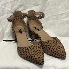 Parker & Sky Block Heel women’s size 7 leopard print ankle strap pointed toe