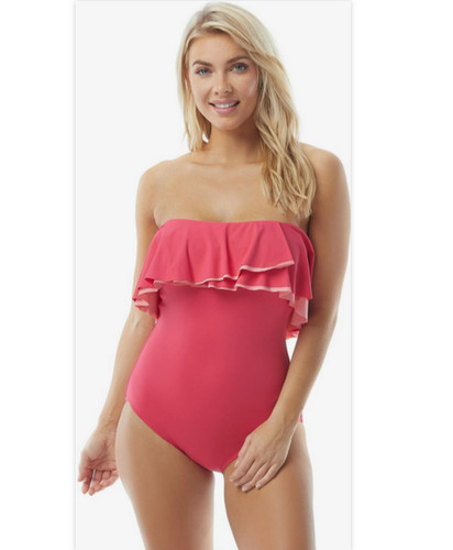 One Piece Swimsuit Ruffled Hibiscus Size 8/32D COCO REEF CONTOURS $132 - NWT