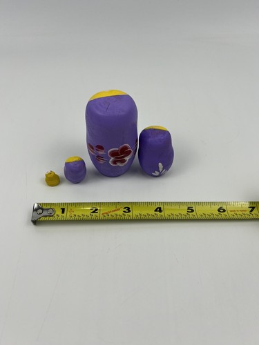 VTG Russian Nesting Dolls Wood Stacking Matryoshka Hand Painted Purple 7 Dolls - Picture 10 of 18