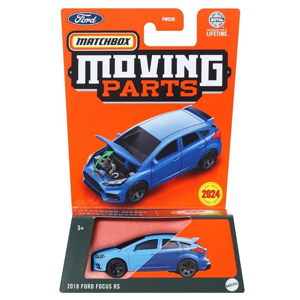 2018 Ford Focus RS Blue Matchbox Moving Parts 2024 MB1463 1/64 Toy