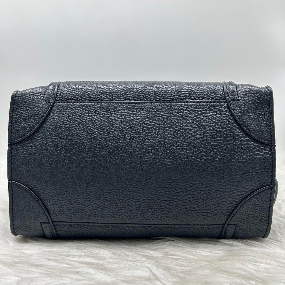 CELINE Micro Shopper Luggage Tote Bag Handbag Leather Dark Grey From