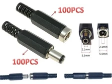 100 Sets 2.1mm x 5.5mm female / Male DC power plug connectors