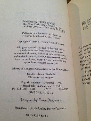 First Edition The Transitive Vampire Book Karen Elizabeth Gordon 1984 Rare! - Imagen 2 de 5