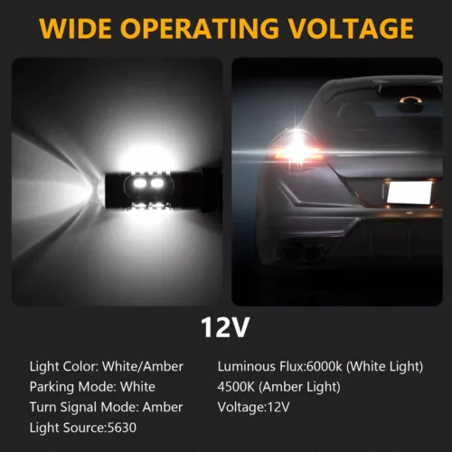 4X 3157 3156 LED DRL Switchback Turn Signal Light Bulbs 4157na 3457a White/Amber - Bild 8 von 13