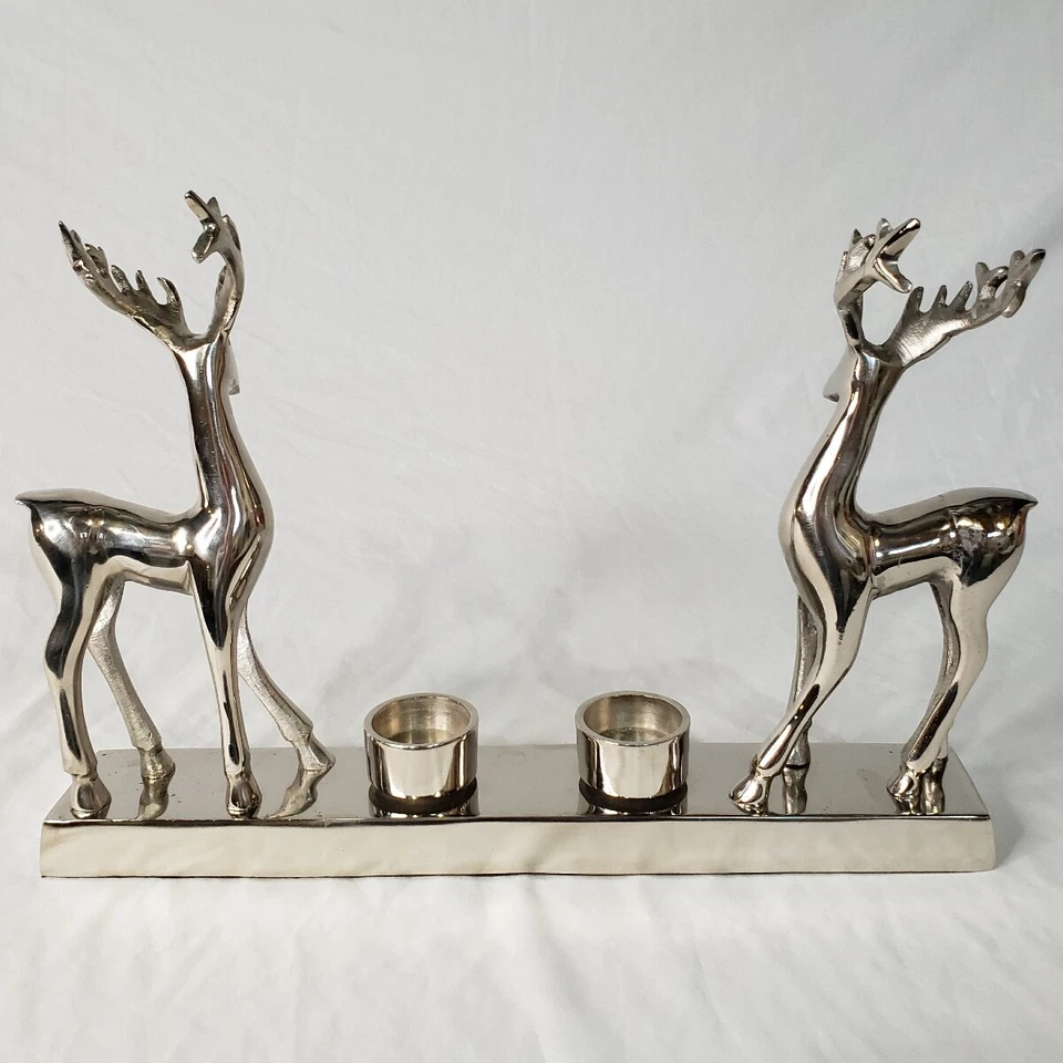 Manto portavelas de reno y candelabros de vacaciones de invierno ~ 16" de ancho 10 1/2" de alto Foto 2 de 4