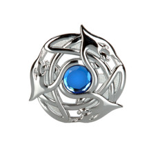 Scottish Celtic Serpent Polished Chrome Plaid Brooch With Coloured Stone Insert