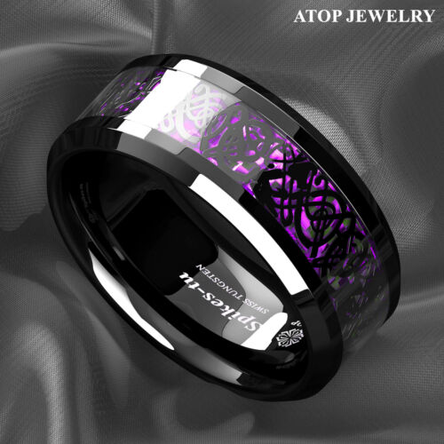 Black Ceramic Men's Ring with Purple Galaxy Inlay | Vansweden Jewelers