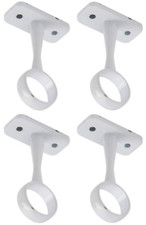 WARDROBE RAIL CENTRE SUPPORTS Brackets 19mm White Finish x4 QUAD PACK