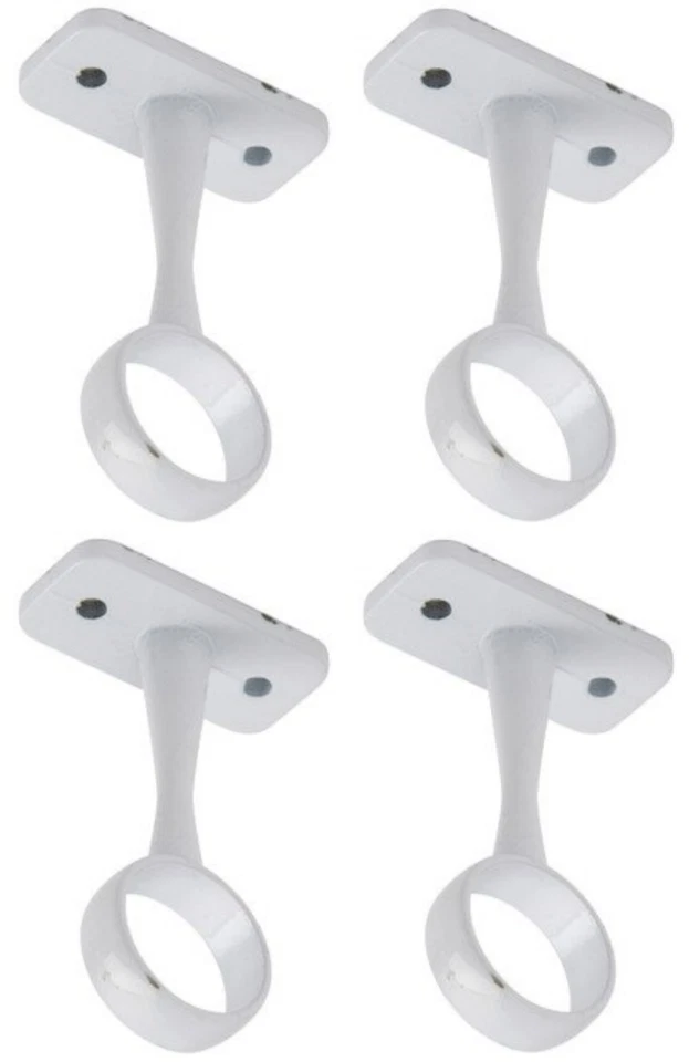 GAS N POW3R WARDROBE RAIL CENTRE SUPPORTS Brackets 19mm White Finish x4 QUAD PACK