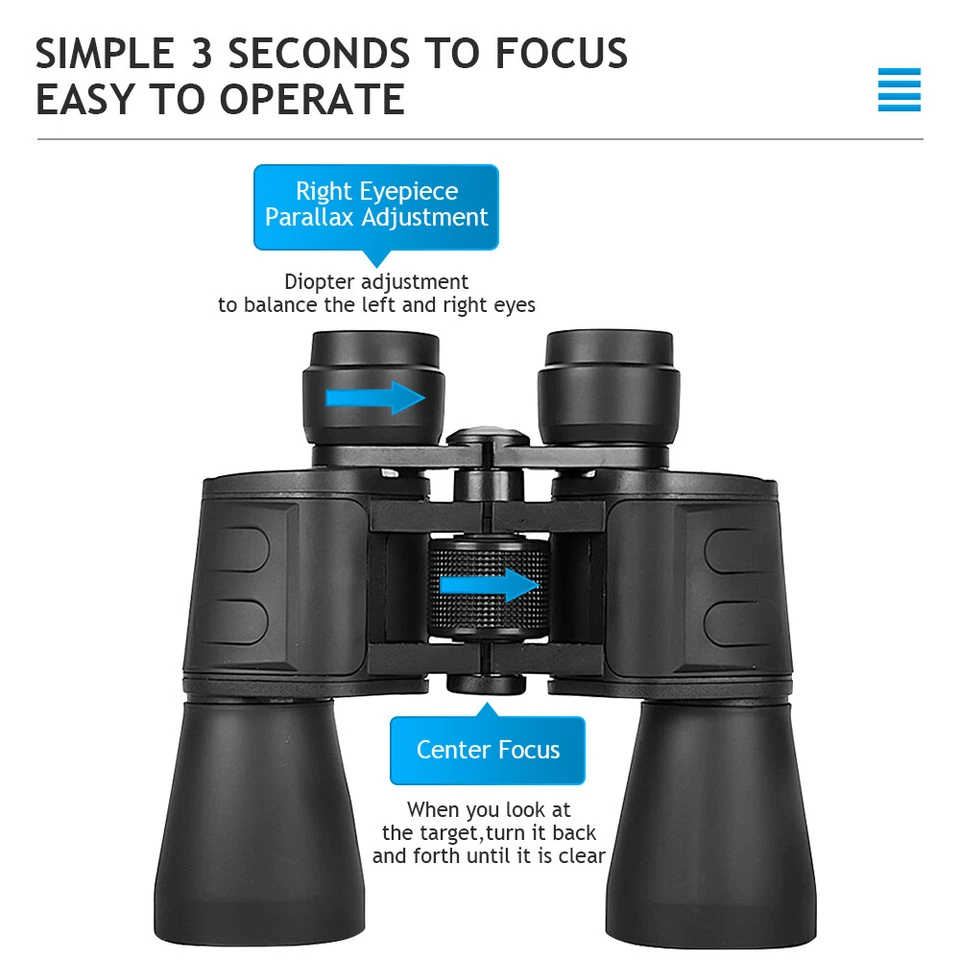 180x100 HD Military Zoom Powerful Binoculars Day/Low Night Optics Hunting & Case - Image 4 of 4