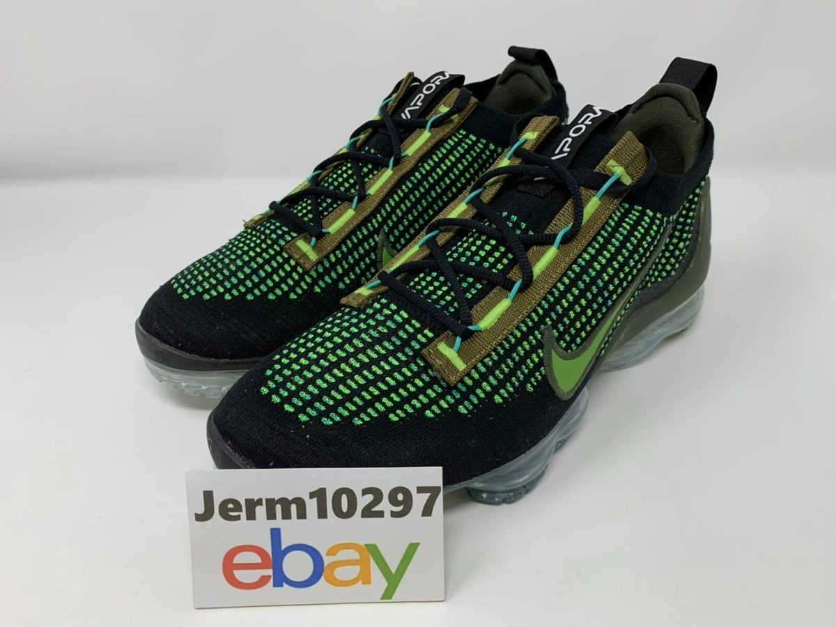 New Nike Air VaporMax Flyknit 2021 Black Green DQ7640 001 Men s Size 10 Rare