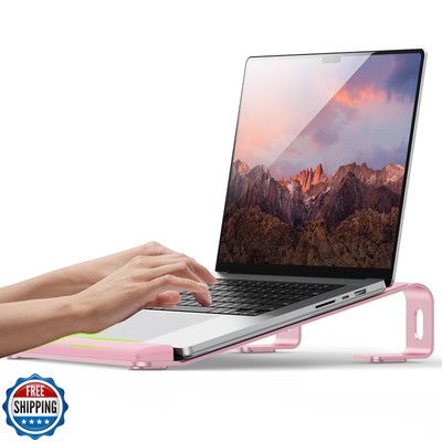 JCZT Laptop Stand for Desk, Aluminum Computer Riser with Wrist Rest Pad, Deta