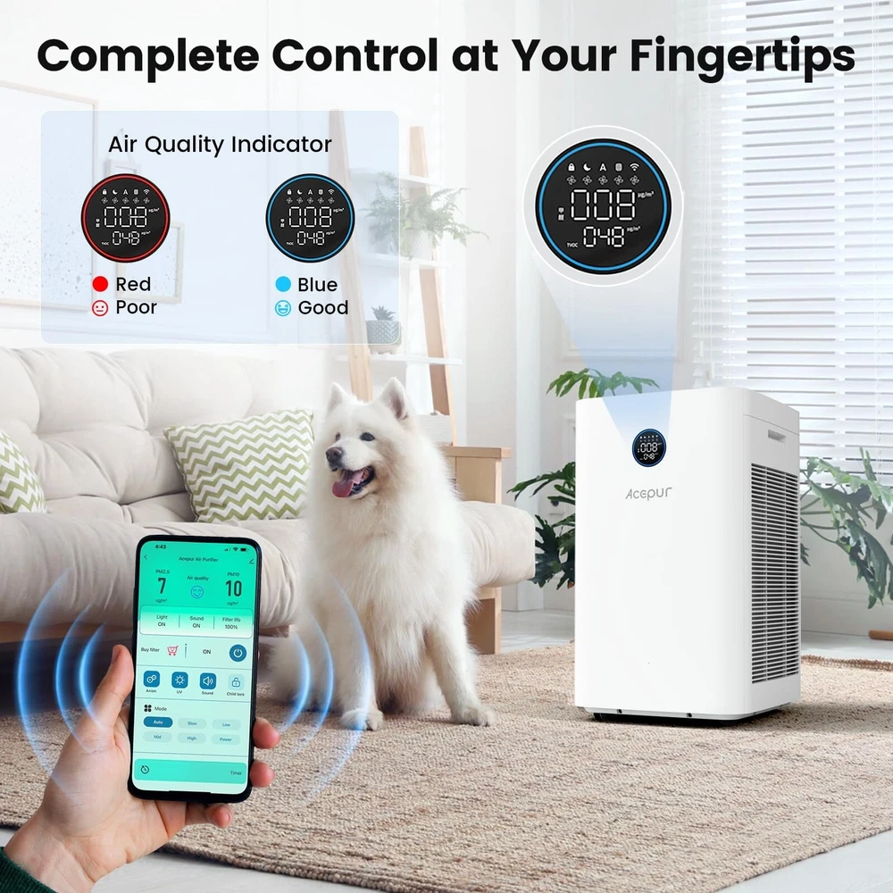 Air Purifier for Large Rooms up to 3532 sq ft, Smart WiFi HEPA Filter with Ad...