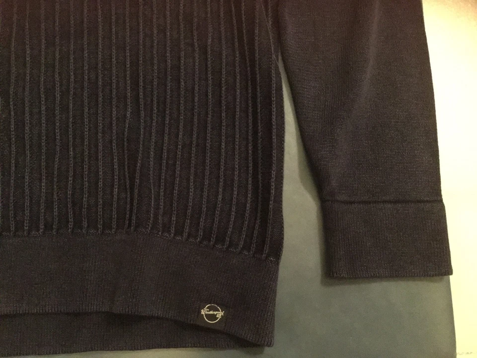 Original Weatherproof Garment Co. Men's Large Dark Blue Logo Sweater $135 NEW - Image 3 of 4