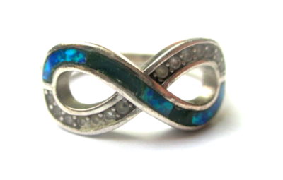 Bague Ancienne En Argent Massif 925 - Jonc Alliance Créateur - Turquoise - Taille 58