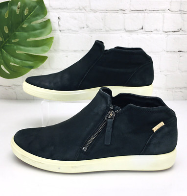 ECCO Women's Soft 7 Sneakers Size 41 EU/ 10 US Mid Bootie Black Leather Side Zip