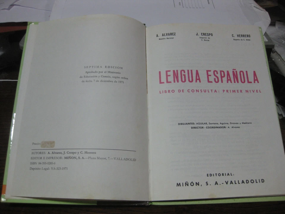 LIBRO TEXTO ESCOLAR ESCUELA LENGUA ESPAÑOLA 1 EGB ALVAREZ MIÑON 1971 NUEVO - Imagen 2 de 4