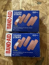 2 Damage Box Band-Aid Brand Tough-Strips Adhesive Bandages 60 Ct Ea