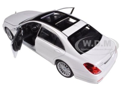 MERCEDES BENZ S CLASS WITH SUNROOF WHITE 1/24 DIECAST MODEL CAR BY