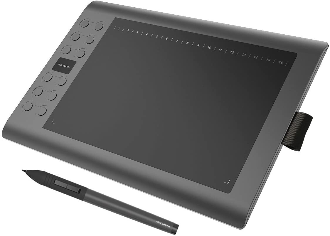 Tablette graphique 12 raccourcis et grand espace de travail 10x6 pour design numérique