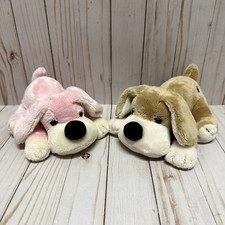 FAO Schwarz Patrick and Penelope Dog Plush Stuffed Animal Pup Set Laying 6 Inch