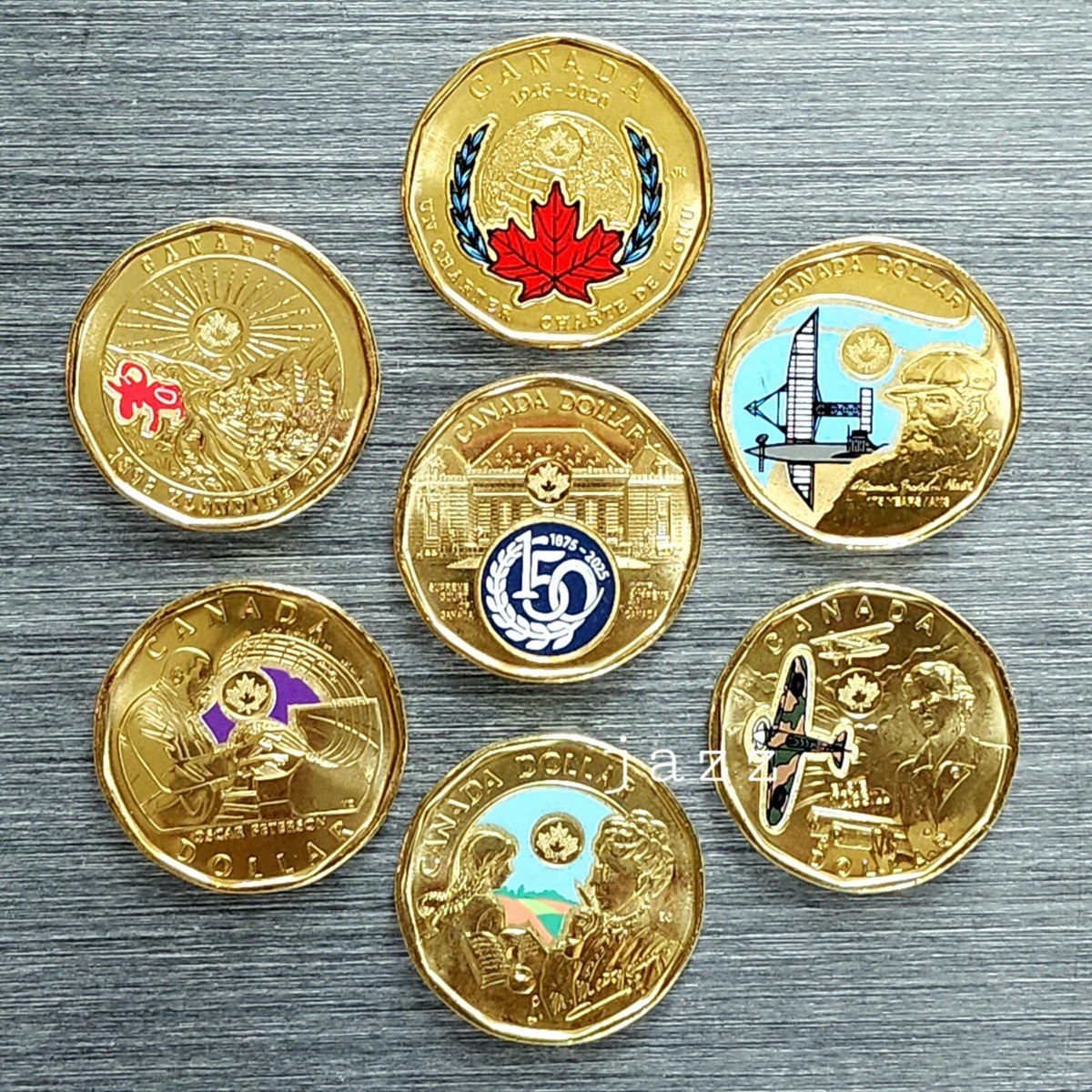 2020-2025 Canada $1 One Dollar Loonie Coloured Coins 150th Anniv