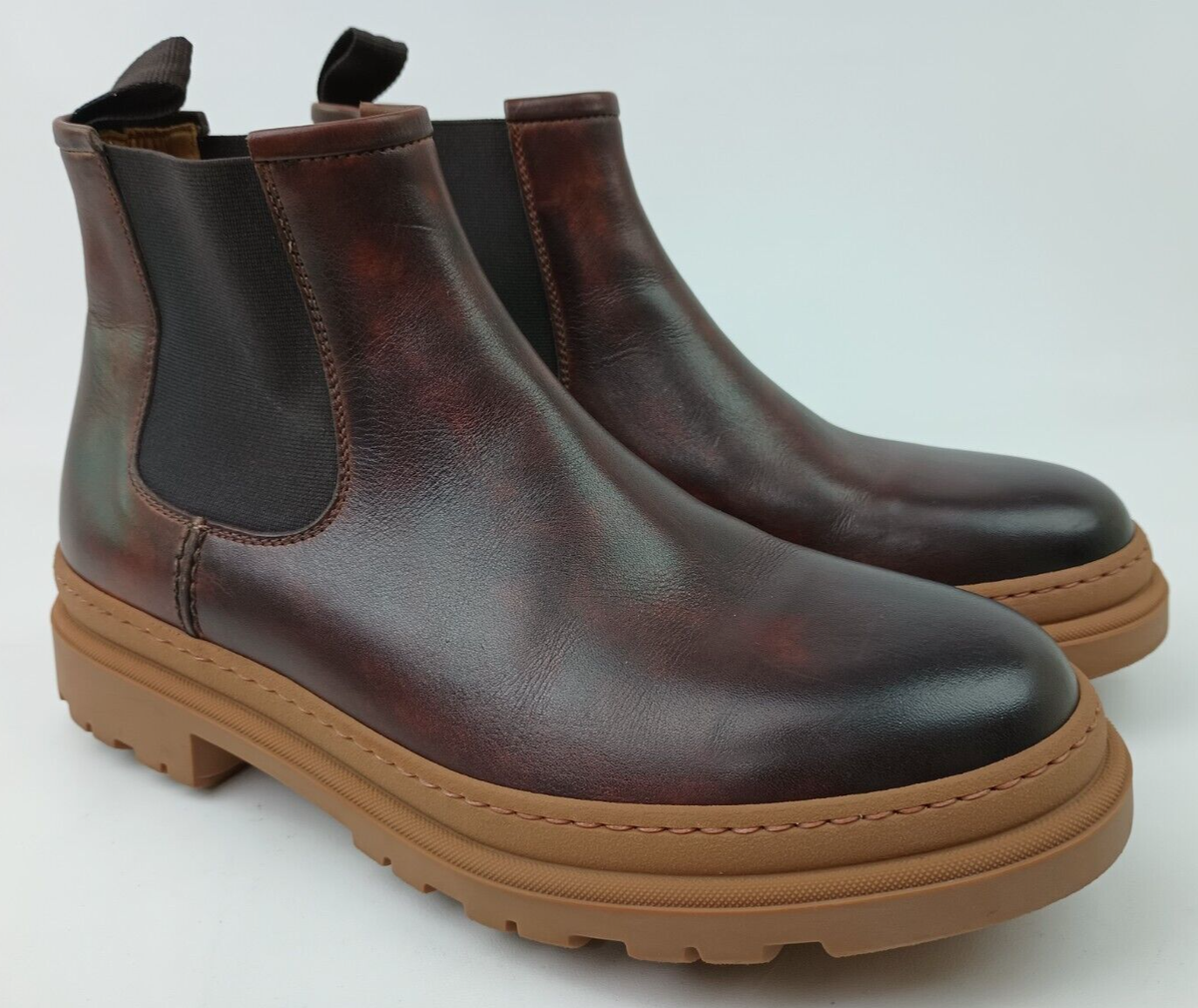 Magnanni Brown Brown Leather Chelsea Boots Ankle High Dress Slip Spain Sz 13 M Navaro Men main image 4