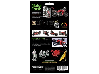 KAWASAKI GPZ900R MOTORCYCLE RED & BLACK STEEL MODEL KIT BY METAL