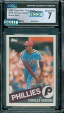1985 TOPPS MINI # 378 TAN PROOF CHARLES HUDSON  CGC 7 MAC SOLO FINEST 5 MADE *