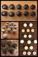 45 Knobs Plastic Round Gray Black White Pull Drawer Cabinet Vintage Mixed Lot