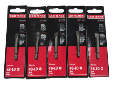 Craftsman #8-10 Slotted Insert Screwdriver Bits 1/4'' Quick Change Hex Shank 5pk