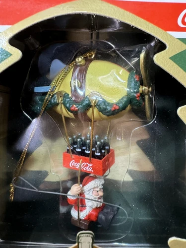 Coca-Cola® Santa Christmas Ornament Blimp Soda Bottles Flying Plastic Vtg