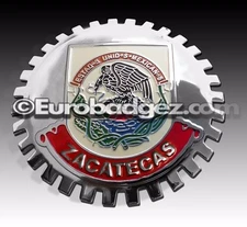1 - NEW Chrome Front Grill Badge Mexican Flag Spanish MEXICO MEDALLION ZACATECAS