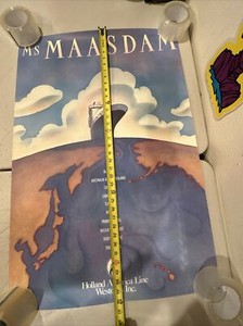 Vintage Ms Maasdam Holland America Cruise Lines Poster VG+ Shape RARE