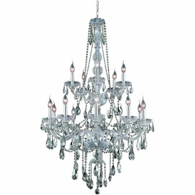 Large Chrome and Crystal Chandelier Light Fixture Foyer or Dining Room Lighting